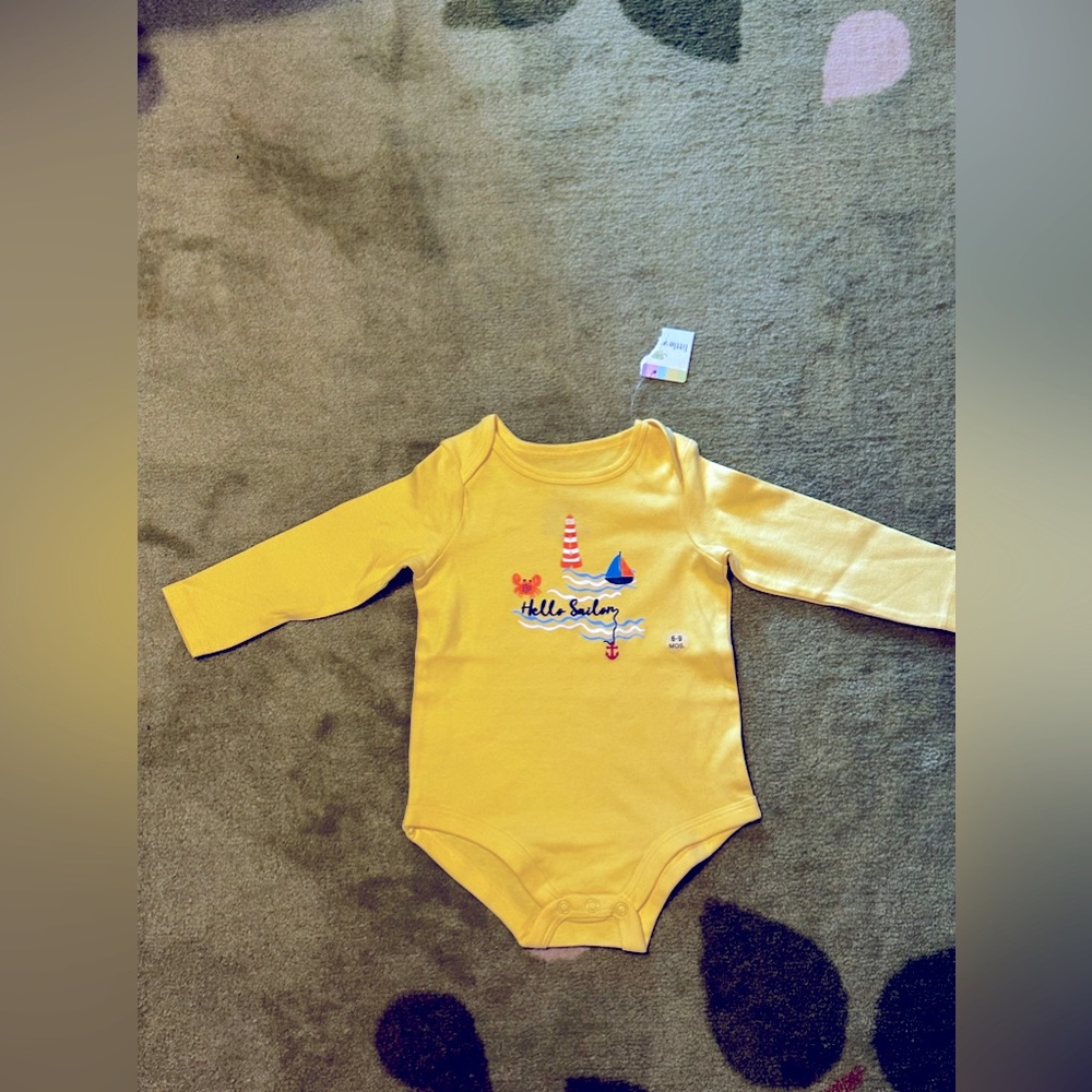 New Little Wonders “Hello Sailor” Yellow Long Sleeve Onesie